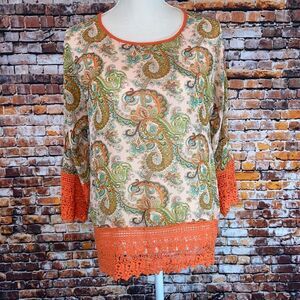 Umgee Orange Paisley Blouse
